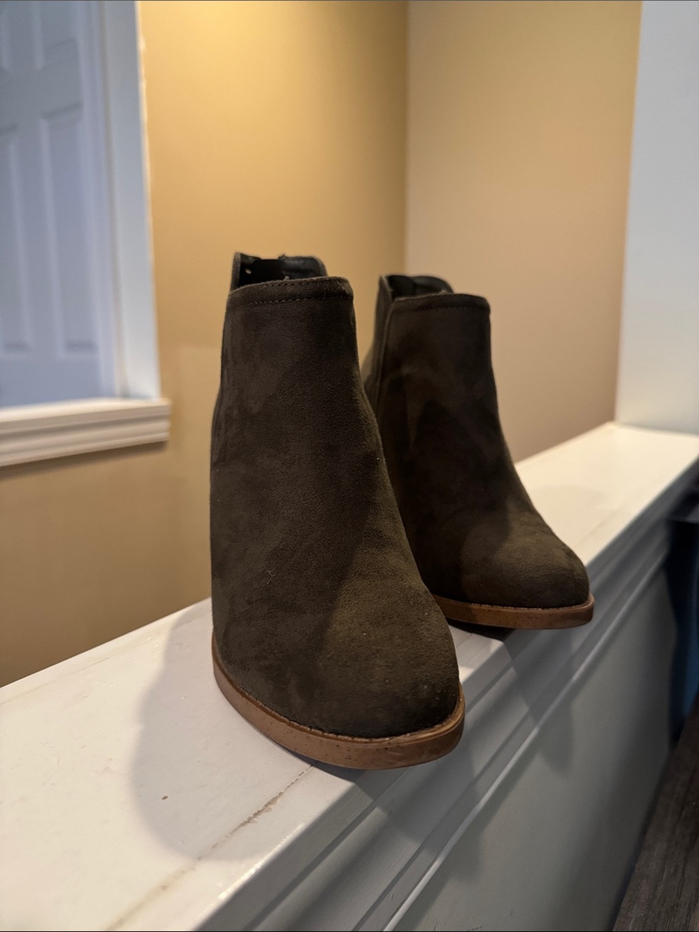 Jolie Olive Green Suede Ankle Booties